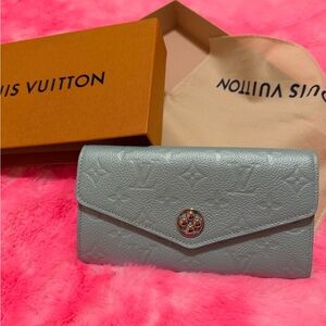 Louis Vuitton Light Blue Embossed Monogram Sarah Wallet